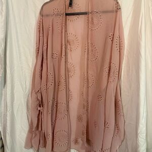 Torrid Blush Sheer Embroidered Kimono